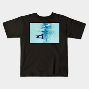 wood duck on blue. Kids T-Shirt